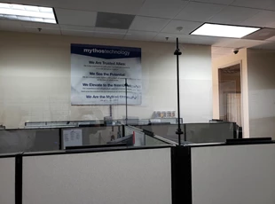 Custom Social Distancing Safety Screens | Tech Support Center | Mythos Technologies