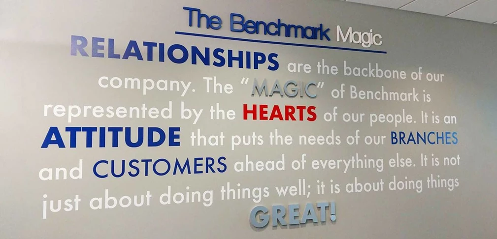 Just about every organization has values and a mission statement. Wall graphics are a perfect solution to remind employees that everyone has an important role to play in the companys overall success.