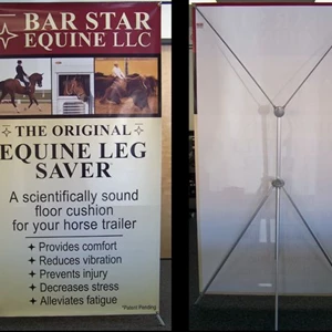 Our adjustable and lightweight banner stand is a popular choice