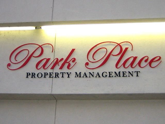 Dimensional lettering stands out during the day and with exterior night lighting