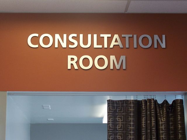 Interior dimensional acrylic lettering with metal faces