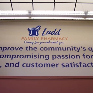 Wall lettering and graphics help to communicate the business commitment