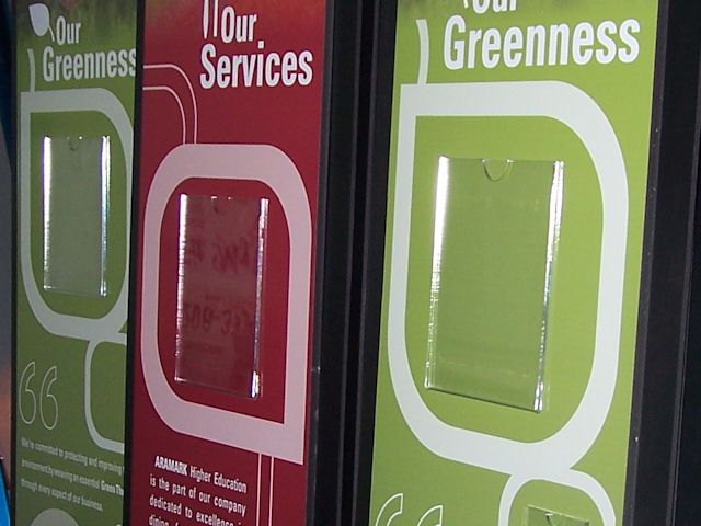 Clear acrylic pockets applied to the signs provide a way to dynamically change information