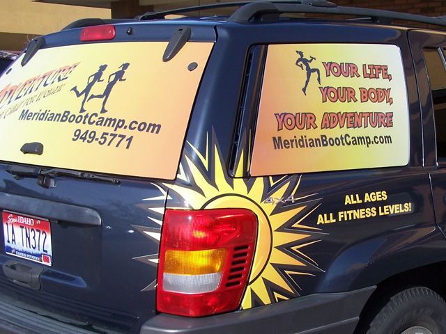 Digitally printed window perf combined with printed and cut vehicle graphics