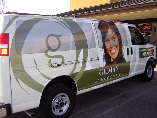 A full wrap on a 15 passenger van can't be missed in traffic