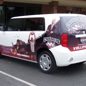 Show support for the team with a partial vehicle wrap and window perf!