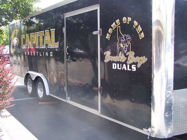Trailer graphics show school spirit and great sponsors