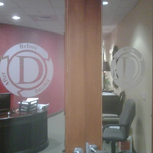 Etched glass vinyl of company logo