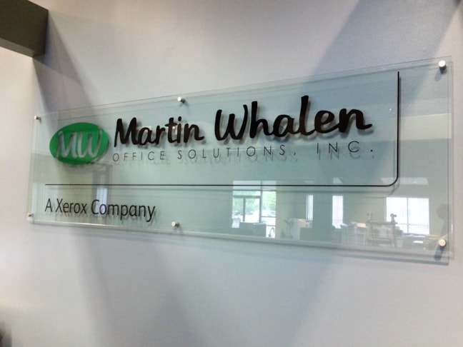 Custom Logo on Glass with Standoffs