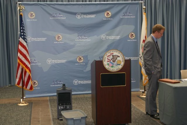 Press conference backdrop and stand