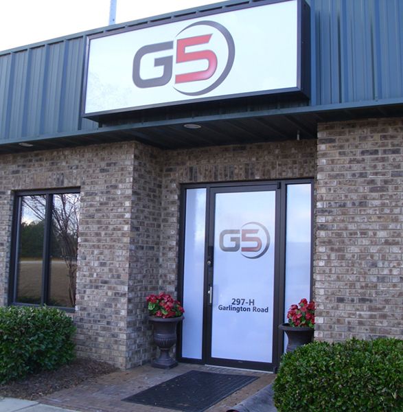 G5, Back-lit acrylic sign with cabinet