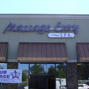 Massage Envy: Internally illuminated color changing channel letters