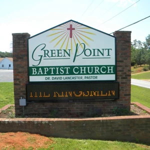 Green Point Baptist Church, Monochrome LED message center monument with fabricated aluminum main id