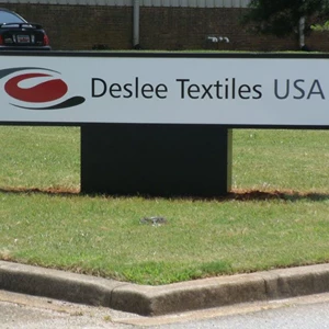 Deslee Textiles: Front monument sign with polymetal face