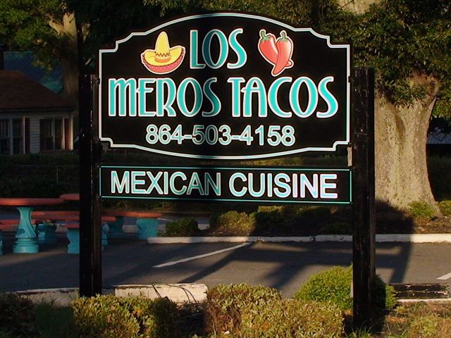 Los Meros Tacos, Black Poly Metal with Reflective Graphics
