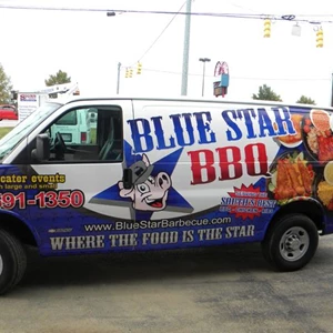 Blue Star BBQ, Two Full Wraps on catering vans.