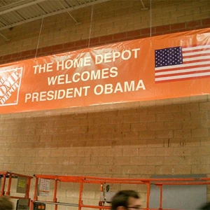Banner for Obama speech
