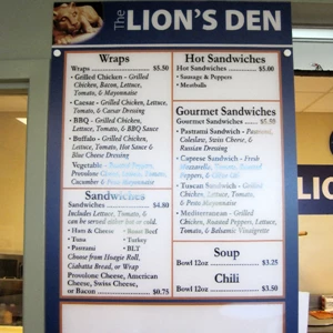 Penn State Lions Den Cefe Wall Graphics and Menu Board Sign Job