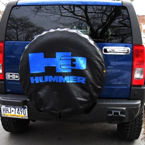 Hummer Tire Cover Wrapped with Metallic Vinyl Logo