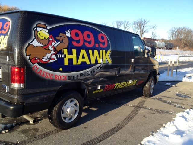 99.9 the hawk radio station full vehicle and van wrap