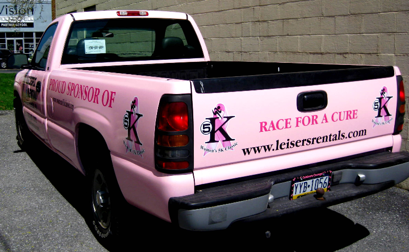 Breast Cancer Pink Sign Lettered Truck Side Graphics