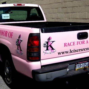 Breast Cancer Pink Sign Lettered Truck Side Graphics