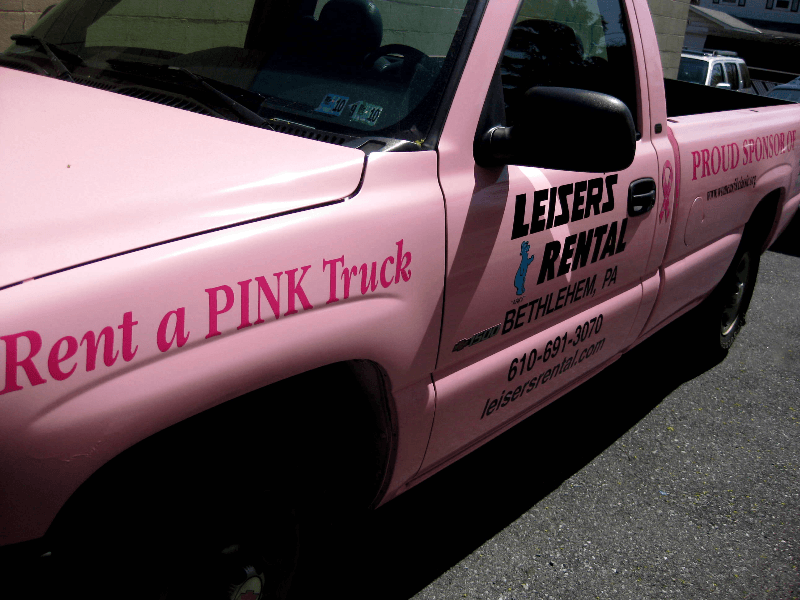 Breast Cancer Pink Sign Lettered Truck Front Graphics