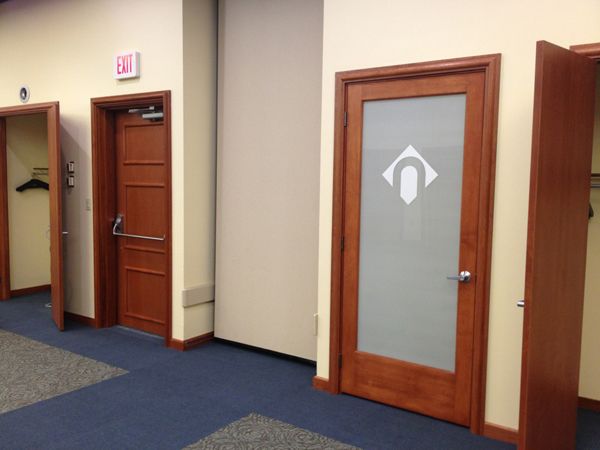 Window Glass Logo For Northampton Community College Frosted Glass and Decal Cut