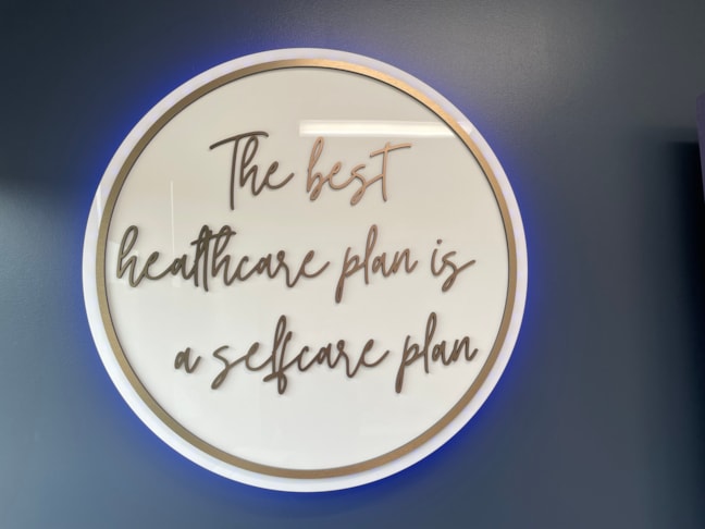 Custom geometric acrylic dimensional signs engineered to add physical texture to architectural spaces and environmental graphic experience for client facing messaging. 