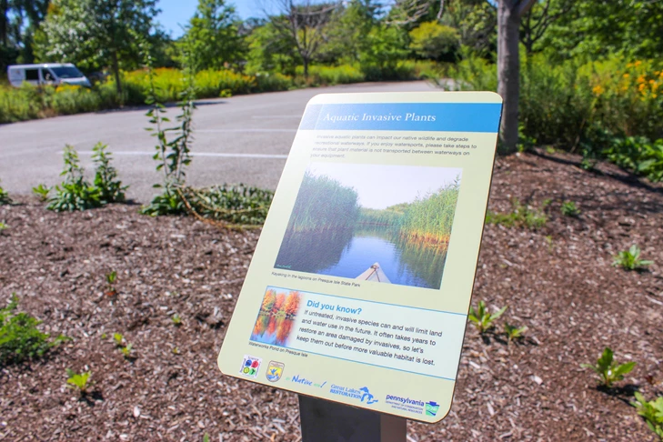Trail Sign for Aquatic Plants in Nature Park