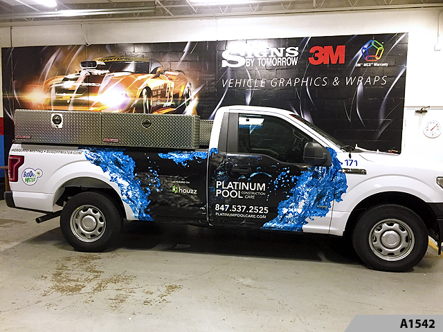 Sometimes, just a splash of color will do, like for these pool care fleet graphics.