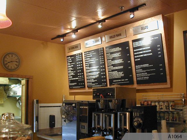 Custom made Menu boards with Magnets, raised steel boards and brushed aluminum header boards