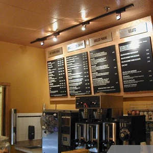 Custom made Menu boards with Magnets, raised steel boards and brushed aluminum header boards