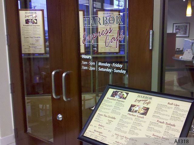 Harbor Cafe Menu Board on Pedestal