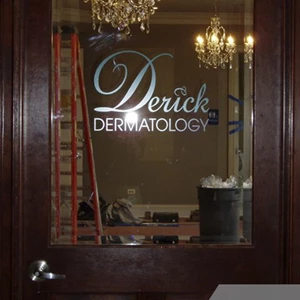 Frosted / etched vinyl lettering for classy or high-end looking graphics and impressions.