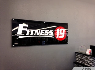 Acrylic Sign with 3-D Brushed Aluminum Letters - Fitness 19, Arlington Heights, IL