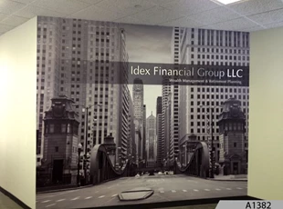 Wall Mural with 3-Dimensional Logo Signs