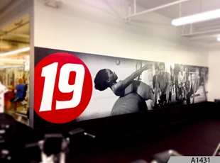 Large Wall Mural installed at Fitness 19 - Arlington Heights, IL