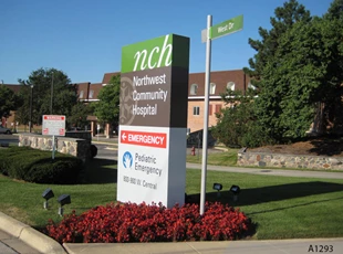 New Metal Sign Faces for Northwest Community Hospital Monument Signs in Arlington Heights