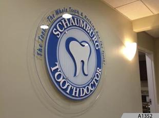 Clear Acrylic Sign with 3-Dimensional Letters and hidden Stand-offs - Schaumburg Tooth Doctor, Schaumburg, IL