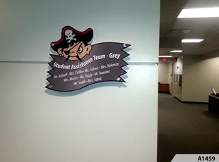 Custom shape Acrylic Sign with Decorative Stand-offs - Palatine High School - Home of the Pirates
