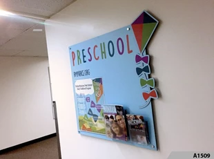 Custom Shape Display Board with Decorative Stand-off Screws - Rolling Meadows Park District, Rolling Meadows, IL