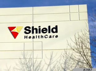 3-Dimensional Acrylic Letters and 3-Dimensional Acrylic Logo as Building Signage for Shield Healthcare, Elmhurst, IL