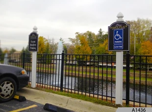 Routed or Engraved Polycarve Parking Signs, made out of HDPE, a Multi-Color Engravable Polymer Sheet. Two Itasca Place Apartments, Itasca, IL