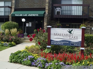 Call us to find out about the difference between Routed or Sandblasted HDU Signs and Sandblasted Redwood Signs - Mallard Lake Apartments, Wheeling, IL