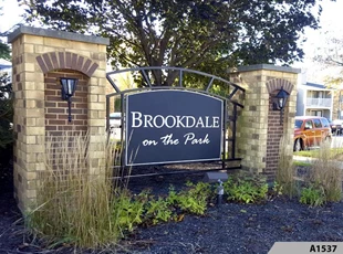 Routed or Engraved Polycarve Post and Panel Signs, made out of HDPE, a Multi-Color Engravable Polymer Sheet. Brookdale on the Park, Naperville, IL