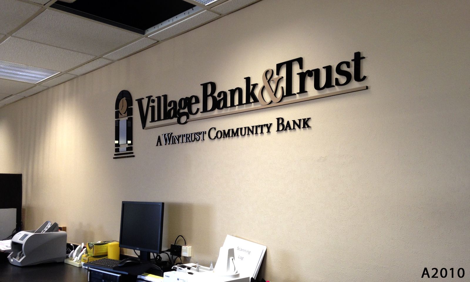 Premium Bank Dimensional Logo Graphics On Wall
