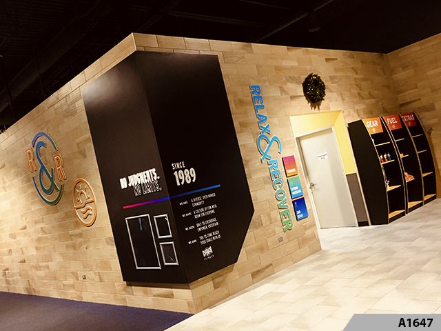 Experiential Graphic Design included 3-Dimensional Signage, Bend Metal Signs, Printed Display or Storage Boxes, Wall Graphics and more. 