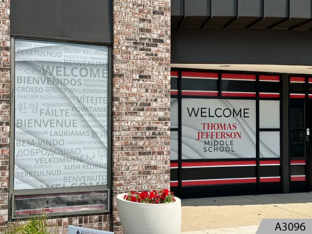 Protect the privacy of students, teachers and employees with one way see-through perforated window film.