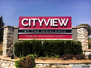 Exterior Monument Sign with Illuminated Channel Letters| Property Management | City View of the Highlands, Lombard, IL